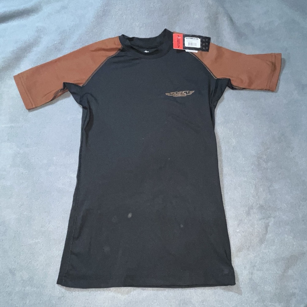 Exxact Sports Short Sleeve Kids Rash Guard‎ YL Black/Brown